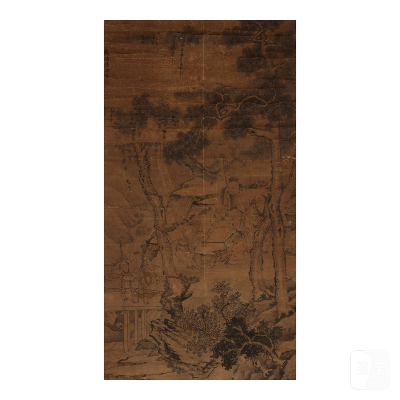 陸瀚（約1590-1636） 松下對弈 設色紙本 立軸 | LU HAN (D.1636)